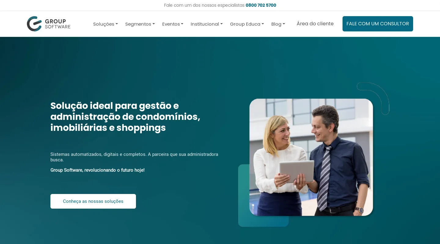 Screenshot da página inicial do site da Software House "Group Software"