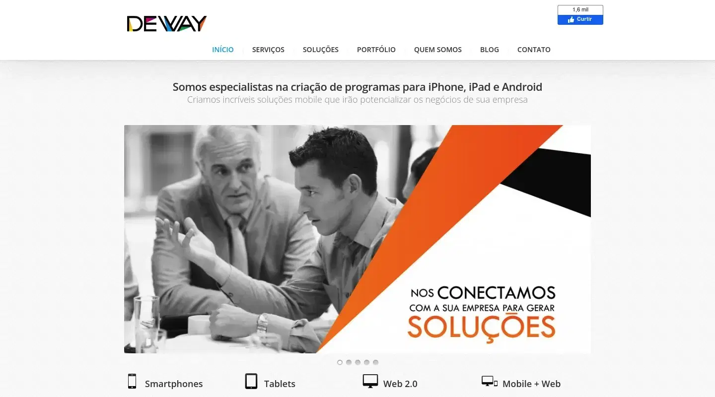 Screenshot da página inicial do site da Software House "Deway"