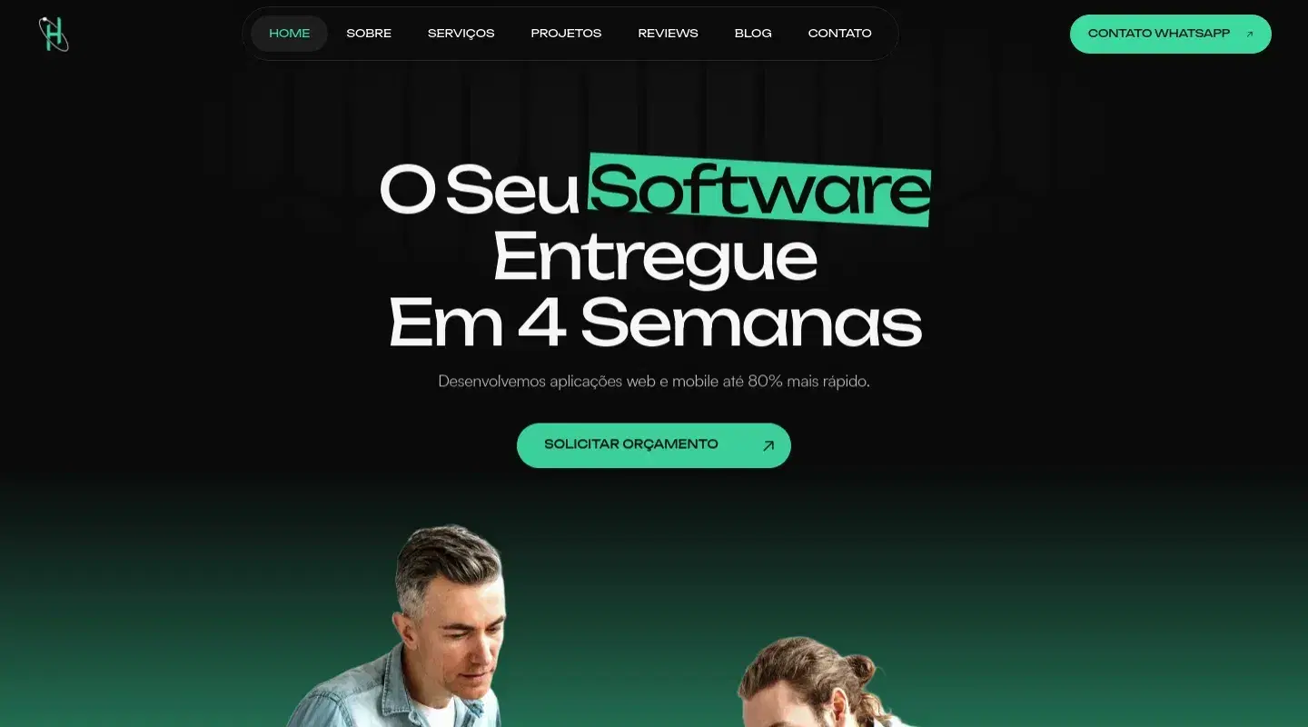 Screenshot da página inicial do site da Software House "Hamurabi Apps"